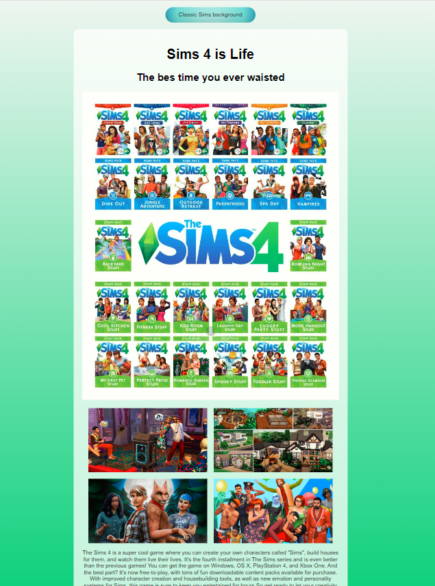 Sims 4 passion landing page image