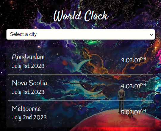 Image of world clock application